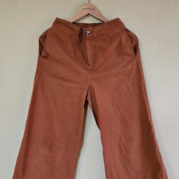 Good Luck Gem - Linen Wide Leg Cropped Pants Women's Size Small - Picture 1 of 7